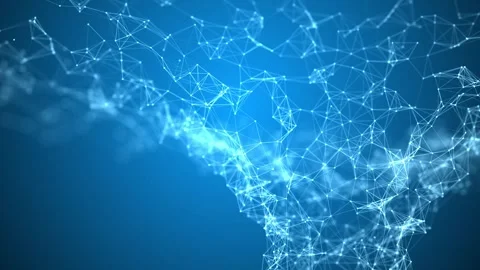 Abstract Blue Neural Network Mesh with Digital Connections Background. Stock Footage 313341134