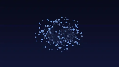 Abstract blue neural network node cluster and data points rotating on dark .. Stock Footage 348588468