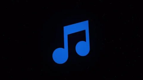 Abstract blue note transforming into flying and swirling particles isolated on Stock Illustration