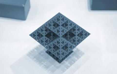 Abstract blue object printed on 3D printer. Abstract geometric shaped object Stock Photos