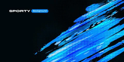 Abstract Blue Ocean Brush Background with Halftone Effect Illustrazione stock