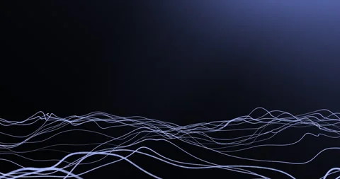 Abstract blue ocean of lines of particles on black background 10 Stock Footage 263313936