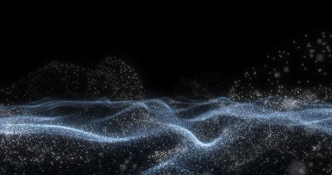 Abstract blue ocean of particles on black background Stock Footage 262634401