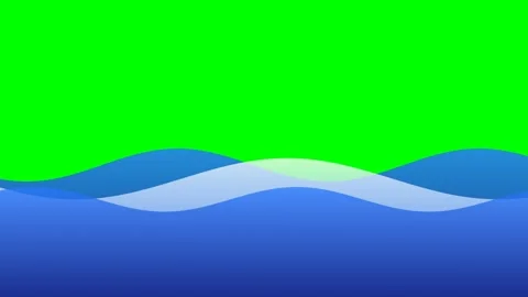 Abstract blue ocean wave layers against a bright green screen background Stock Footage 340901739