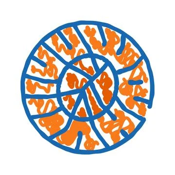 Abstract blue orange circle maze pattern drawing イラスト素材