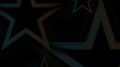 Abstract blue orange linear star shapes on the black background Stock Footage 345703370