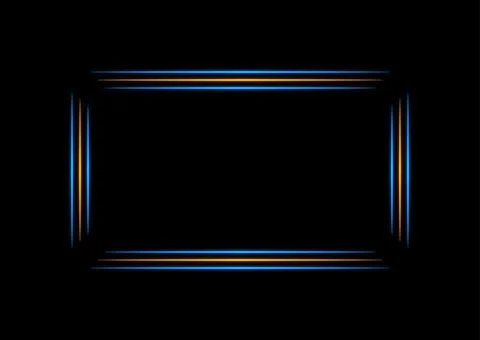 Abstract blue orange neon rectangle frame abstract background Stock Illustration
