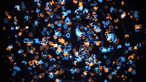 Abstract Blue Orange Pixel Tunnel Seamless Loop Stock Footage 340539269