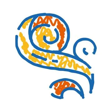 Abstract blue orange yellow elegant scroll drawing Stock Illustration