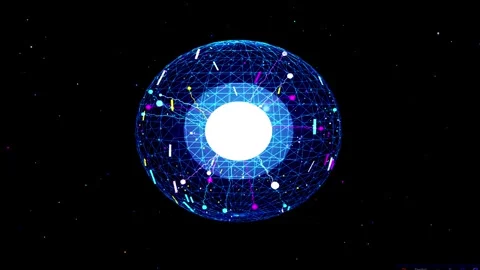 Abstract Blue Orb Pulsing with Light Particles on Black Background Cinemati.. Stock Footage 346274000