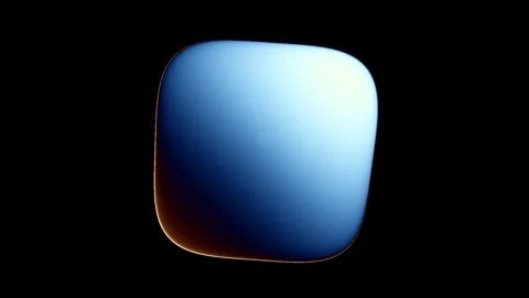 Abstract blue organic liquid shape morphing with orange rim light on black Stock Footage 330207104