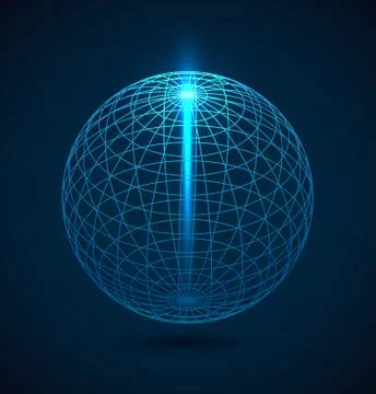 Abstract blue outline globe sphere background Stock Illustration