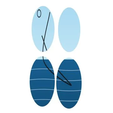 Abstract blue oval shapes with black line sketches 库存插图