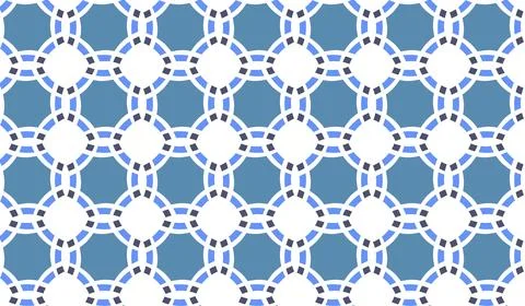 Abstract Blue  Overlapping Rings Seamless Geometric Vector Pattern Stock Illustration