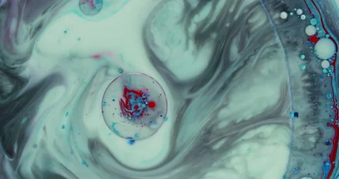 Abstract blue paint bubbles marble background with milk oil and soap 4K Video stock 135828103