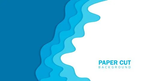 Abstract blue papercut background concept design. 스톡 일러스트