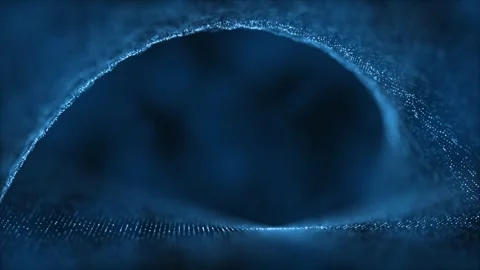 Abstract Blue Particle Arc Wave - Futuristic Curved Mesh Formation - 4K Loop Stock Footage 323119868