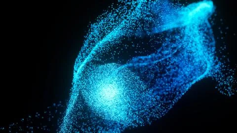 Abstract blue particle Background evolving from the center. Abstract Fluid Stock Illustration