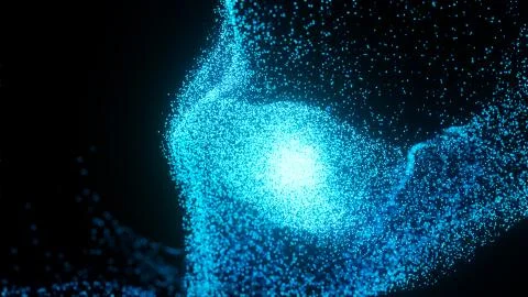 Abstract blue particle Background evolving from the center. Abstract Fluid Stock Illustration