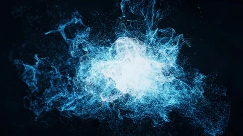 Abstract blue particle explosion with bright light core Video stock 327531860