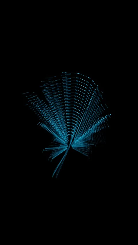 Abstract blue particle fan rotating in space, vertical format Stock Footage 340130875