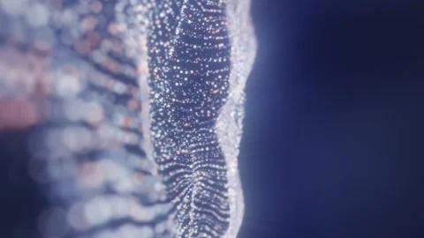 Abstract blue particle landscape with shimmering dots and flowing lines Stock Footage 334130541
