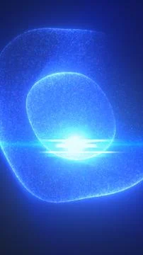 Abstract blue particle orb with bright lens flare, futuristic digital energ.. Stock Illustration