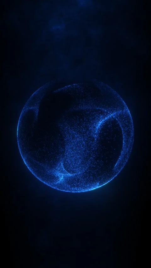 Abstract blue particle sphere composed of glowing micro dots. Floating digi.. Stock Footage 327987111