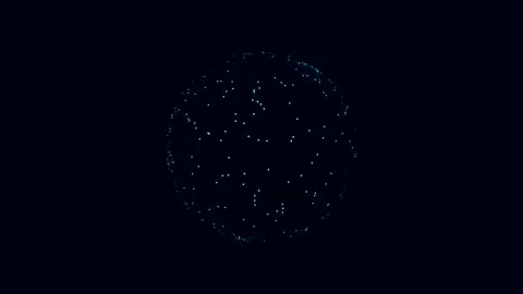 Abstract blue particle sphere digital motion loop Stock Footage 346150890