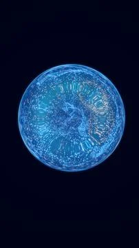 Abstract blue particle sphere with glowing dotted structure and luminous en.. Stock Illustration