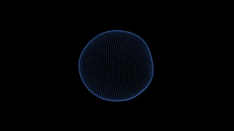 Abstract blue particle sphere pulsing with fluid motion against black backg.. Stock Footage 337402808