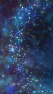 Abstract blue particle stream with glowing dots in deep space, representing.. Stock Illustration