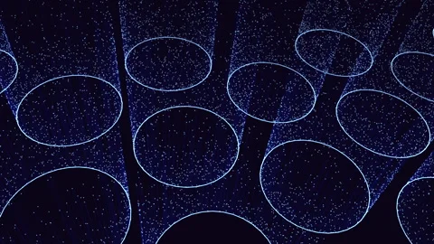 Abstract blue particle streams forming glowing circles, futuristic data flow Stock Footage 333188187