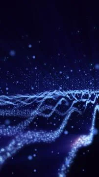Abstract Blue Particle Wave Flow Digital Tech Background 스톡 일러스트