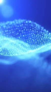 Abstract blue particle wave forming a smooth digital surface, symbolizing d.. Stock Illustration