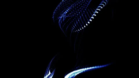 Abstract blue particle wave with glowing dots and flowing lines forming a fut 库存影片 331032538