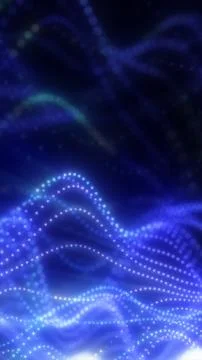 Abstract blue particle wave with glowing dotted curves, digital depth, and .. Stock Illustration