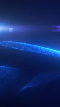 Abstract blue particle wave made of glowing dots on a dark background, crea.. Stock Illustration