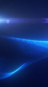 Abstract blue particle wave made of glowing dots on a dark background, crea.. 库存插图