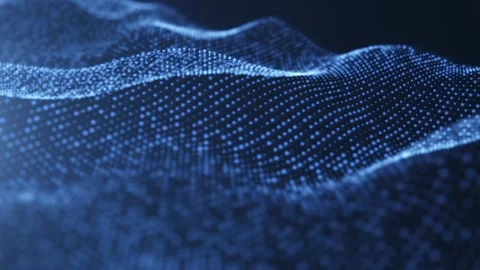 Abstract blue particle wave motion background with glowing digital dots and.. Vidéo 332316974