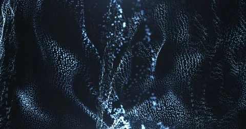 Abstract blue particle waves forming an organic digital landscape, flowing wi Stock Footage 327808538