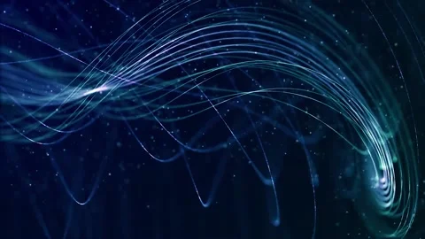 Abstract Blue Particles And Lines Are Moving And Glowing Video stock 202890771