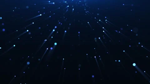 Abstract blue particles background. The dots emit rays of light and move down Stock Footage 265254709