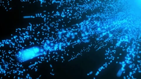 Abstract Blue Particles Floating in Dark Space, Glowing and Moving Video stock 299251914