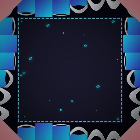 Abstract Blue Particles Floating in Dark Space with Geometric Border Stock Footage 346283988