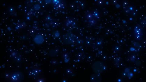 Abstract Blue Particles Glowing Bokeh Light Dust Dark Background Stock Illustration