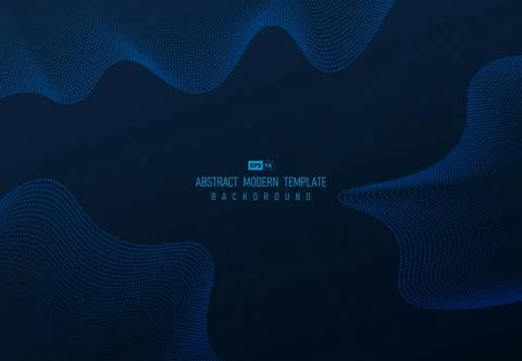 Abstract blue particles pattern dot design of wavy artwork decoration. Illustrazione stock