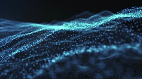 Abstract blue particles ripple like waves. Looped repetitive futuristic Stock Footage 257535200