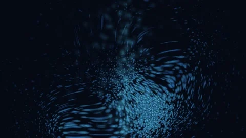 Abstract blue particles swirling in dark water during a fluid simulation wi.. Stock Footage 342427111