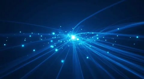 Abstract blue particles with wavy light trail Stock Footage 331460427